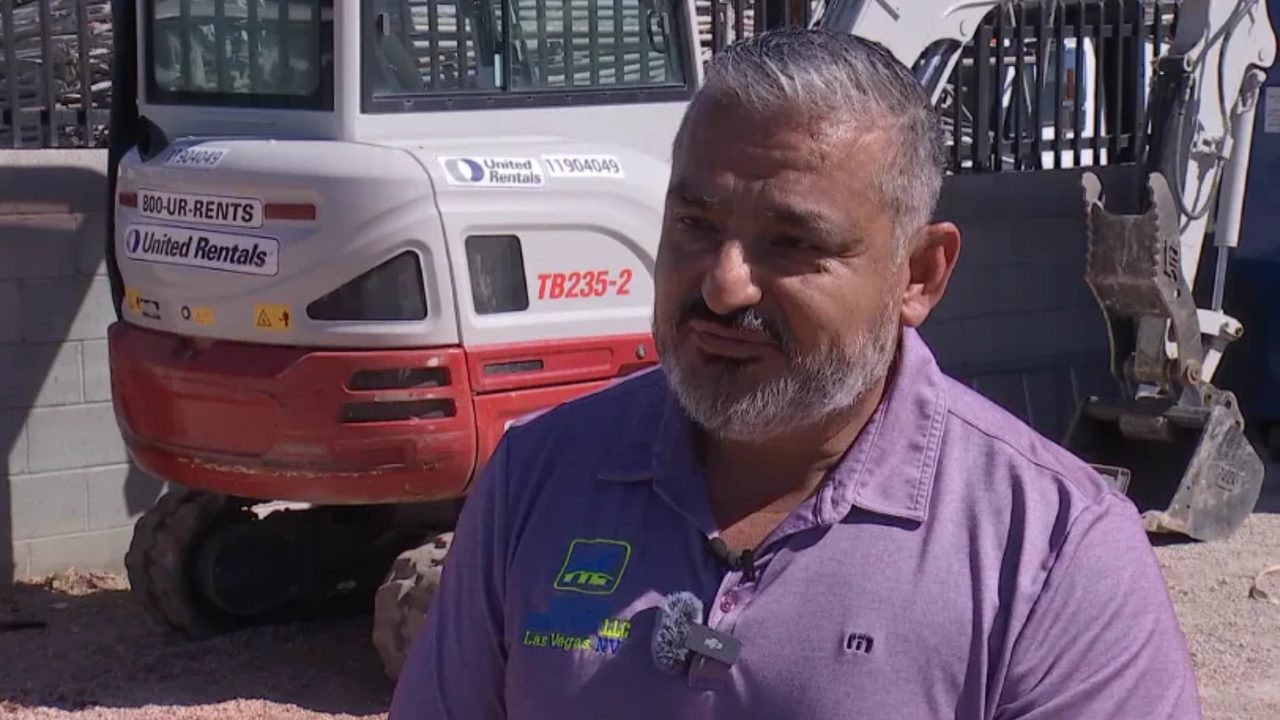 Edgar Andres Larios interviewed on a job site by Fox 5 Las Vegas